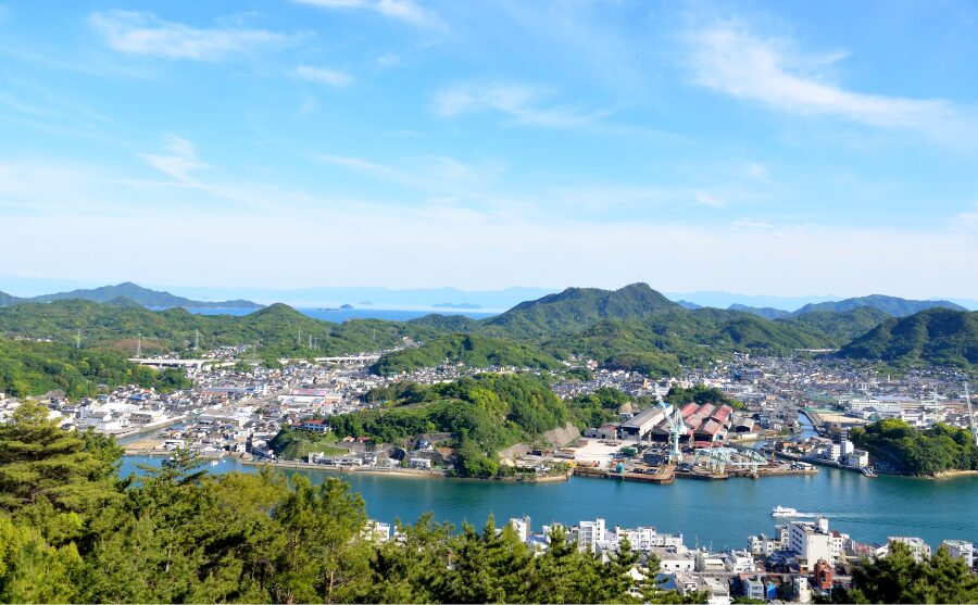 千光寺山展望台PEAKから見た向島と四国の景色